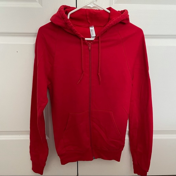 American Apparel Red Zip Up Hoodie - Picture 1 of 1